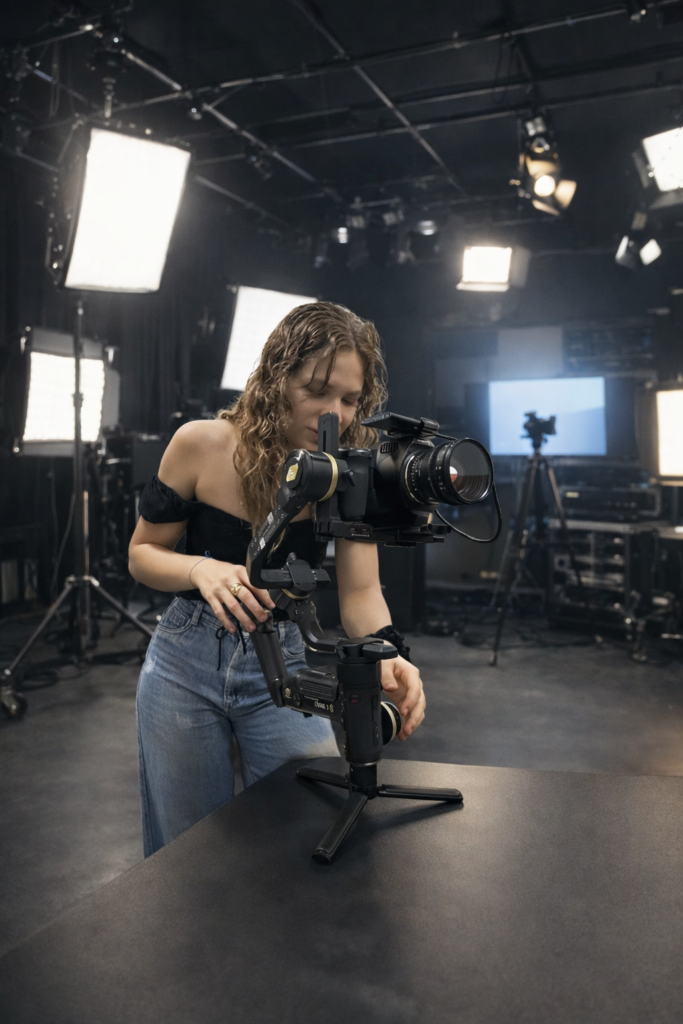 Ajustando La Camara En El Set 683x1024